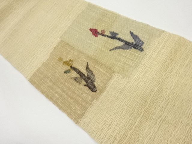 JAPANESE NAGOYA OBI FOR SUMMER / WOVEN ABSTRACT FLOWER